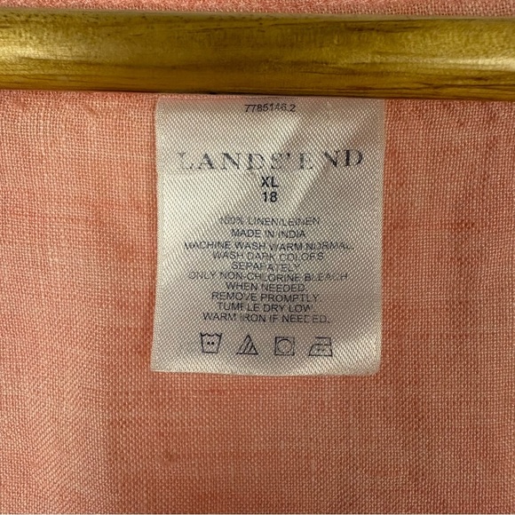 Lands' End 100% Linen Pink Square Neck Blouse Coastal Lagenlook - Picture 5 of 5